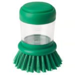 VIDEVECKMAL Dish-washing brush with dispenser, bright green