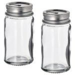 CITRONHAJ Salt and pepper shakers, clear glass/stainless steel, 8 cm