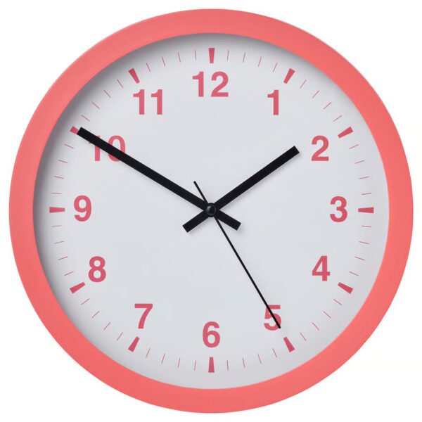 TJALLA Wall clock, pink, 28 cm