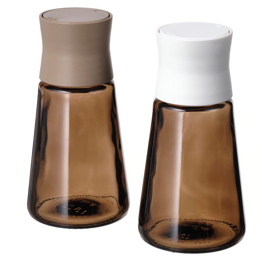 266-1 halvtom-salt-and-pepper-shakers-glass-brown HALVTOM Salt and pepper shakers, glass/brown, 12 cm - Image 1