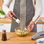 HALVTOM Salt and pepper shakers, glass/brown, 12 cm - Image 4