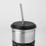 LÅNESPELARE Mug with lid and straw, black - Image 2