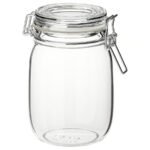 KORKEN Jar with lid, clear glass, 1 l