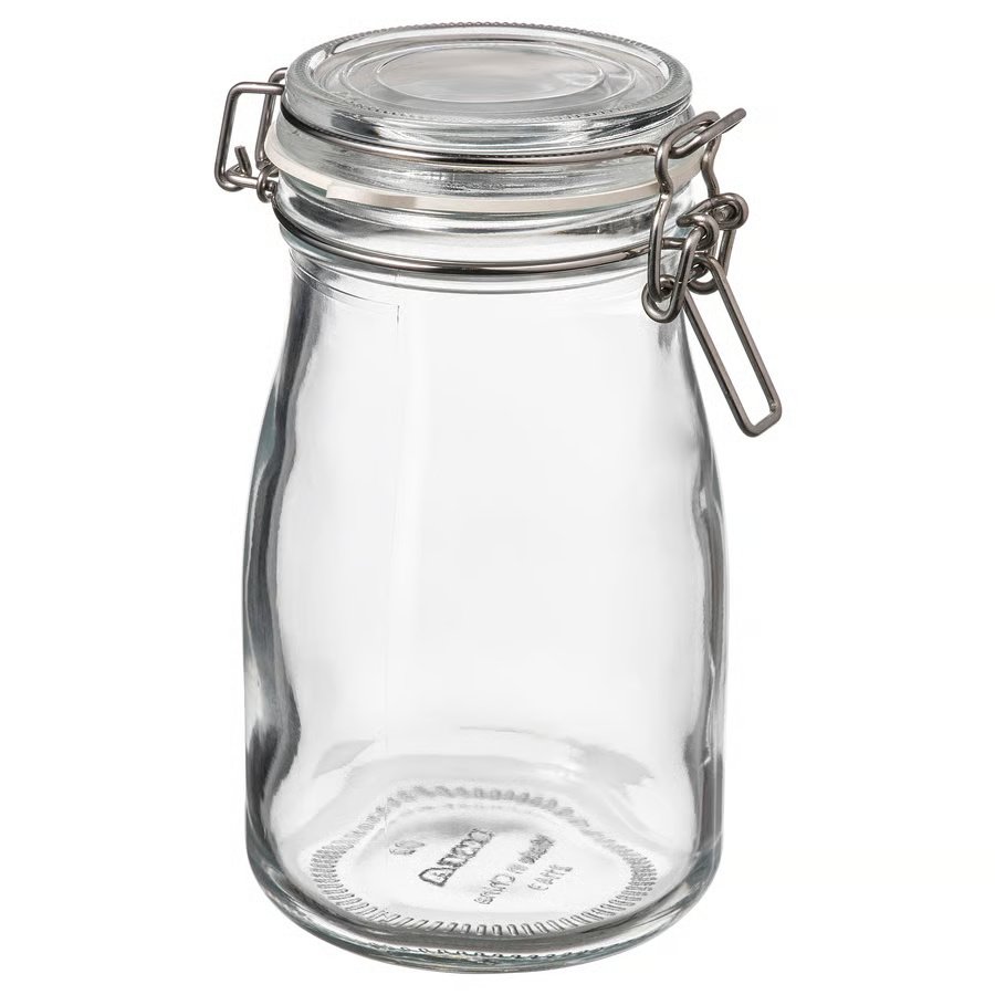 288-1 korken-bottle-shaped-jar-with-lid-clear-glass KORKEN Bottle shaped jar with lid, clear glass, 0.4 l - Image 1