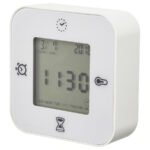 KLOCKIS Clock/thermometer/alarm/timer, white, 7x7 cm