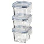 IKEA 365+ Food container with lid, square/glass, 180 ml