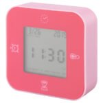 KLOCKIS Clock/thermometer/alarm/timer, pink, 7x7 cm