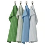 RINNIG Tea towel, green/blue striped, 45x60 cm