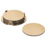 GLATTIS Coasters with holder, brass-colour, 8.5 cm