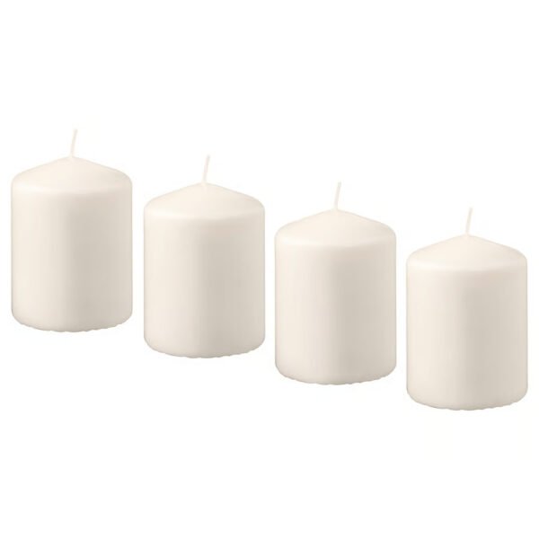 HEMSJÖ Unscented block candle, natural, 8 cm