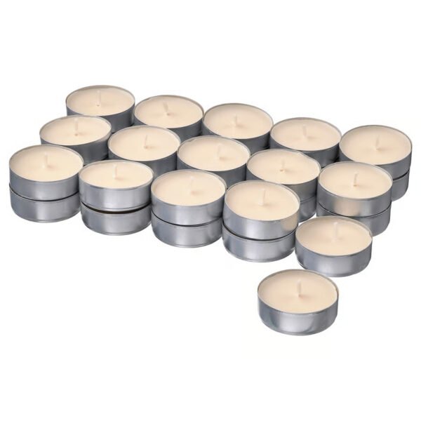 GLANSLIND Scented tealight, smoky vanilla/light beige, 3.5 hr