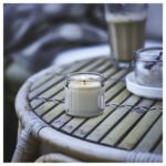 JÄMLIK Scented candle in glass, Vanilla/light beige, 12 hr - Image 3
