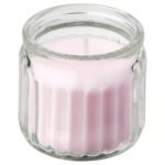 LUGNARE Scented candle in glass, Jasmine/pink, 12 hr