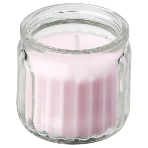 LUGNARE Scented candle in glass, Jasmine/pink, 12 hr