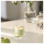 LÖVSKOGSLUND Scented candle in glass, Apple/light green, 12 hr - Image 3