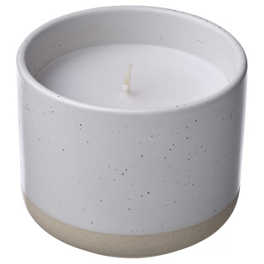89-1 jaemlik-scented-candle-in-ceramic-jar-vanilla-white JÄMLIK Scented candle in ceramic jar, Vanilla/white, 25 hr - Image 1