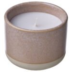 LUGNARE Scented candle in ceramic jar, Jasmine/pink, 25 hr