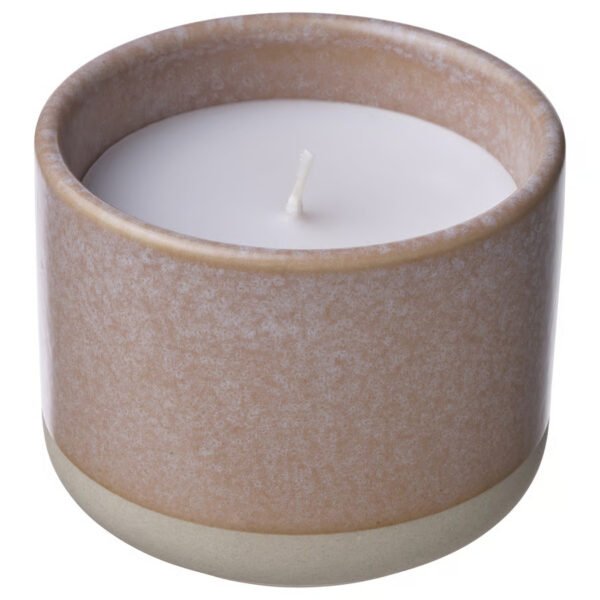 LUGNARE Scented candle in ceramic jar, Jasmine/pink, 25 hr