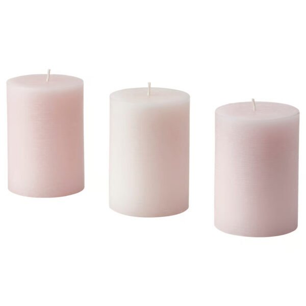 LUGNARE Scented pillar candle, Jasmine/pink, 30 hr