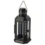 ENRUM Lantern for tealight, in/outdoor, black, 22 cm