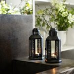 ENRUM Lantern for tealight, in/outdoor, black, 22 cm - Image 2