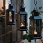ENRUM Lantern for tealight, in/outdoor, black, 22 cm - Image 3