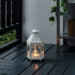 KRINGSYNT Lantern for tealight, in/outdoor, white, 21 cm - Image 2
