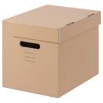 PAPPIS Box with lid, brown, 25x34x26 cm