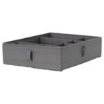 SKUBB Box with compartments, dark grey, 44x34x11 cm