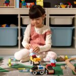 LILLABO 3-piece vehicle set, excavator police car/race car multicolour - Image 2