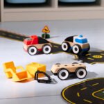 LILLABO 3-piece vehicle set, excavator police car/race car multicolour - Image 4