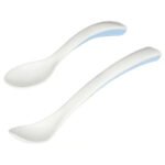 BÖRJA Feeding spoon and baby spoon, white/blue