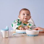 BÖRJA Feeding spoon and baby spoon, white/blue - Image 2