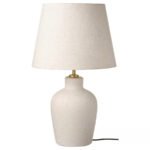 BLIDVÄDER Table lamp, off-white ceramic/beige, 50 cm