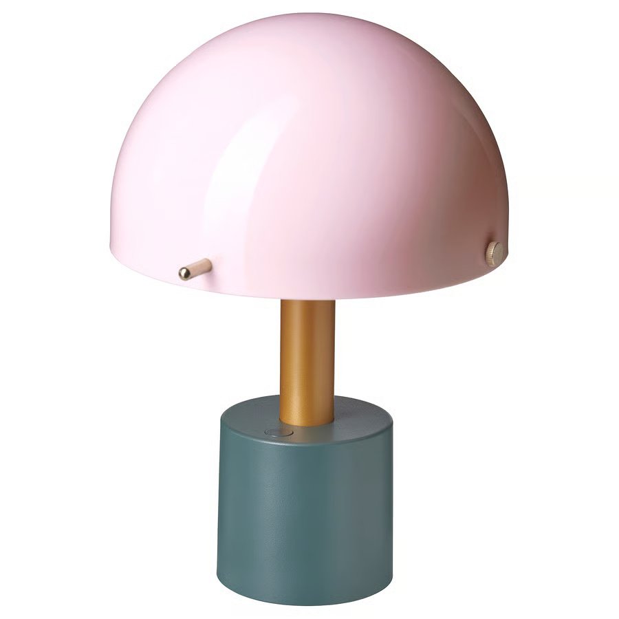 668-1 noedmast-led-portable-lamp-battery-operated-light-pink-dark-grey-green NÖDMAST LED portable lamp, battery operated, light pink/dark grey-green, 26 cm - Image 1