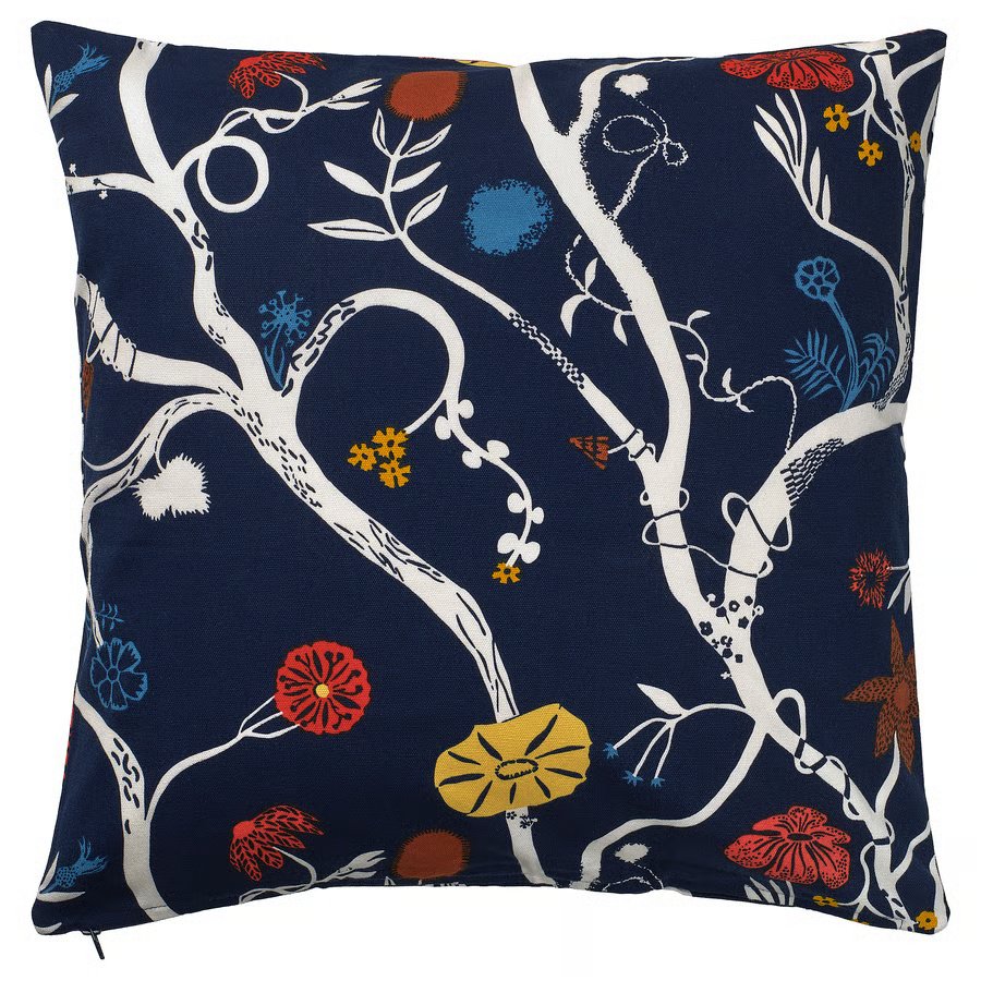 673-1 revfingeroert-cushion-cover-dark-blue-multicolour REVFINGERÖRT Cushion cover, dark blue/multicolour, 50x50 cm - Image 1