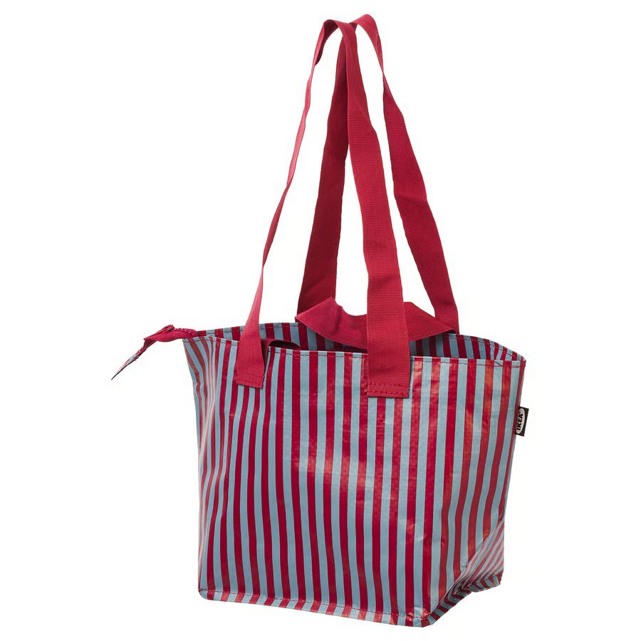 712-1 goersnygg-carrier-bag-red-blue-patterned GÖRSNYGG Carrier bag, red blue/patterned, 22x15x22 cm/7 l - Image 1