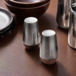 AFTONHAJ Salt/pepper shaker, set of 2, stainless steel beech/walnut, 8.5 cm - Image 2
