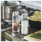 CITRONHAJ Salt and pepper shakers, clear glass/stainless steel, 12 cm - Image 2