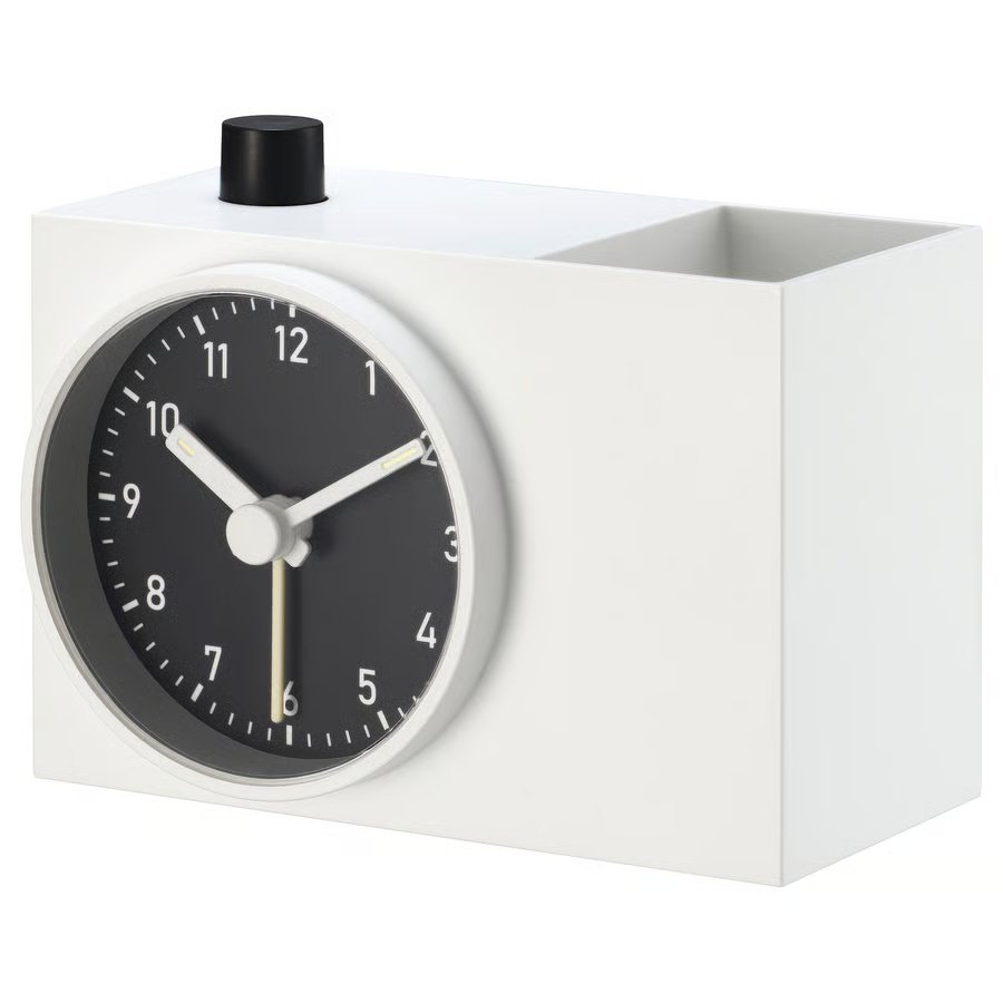 899-1 oekenmarsvin-alarm-clock-white ÖKENMARSVIN Alarm clock, white, 11x6x9 cm - Image 1
