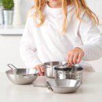 DUKTIG 5-piece toy cookware set, stainless steel colour - Image 2