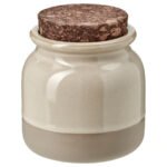 BRUGDHÄJ Jar with lid, beige, 0.3 l