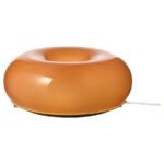 VARMBLIXT LED table/wall lamp, orange glass/round, 30 cm