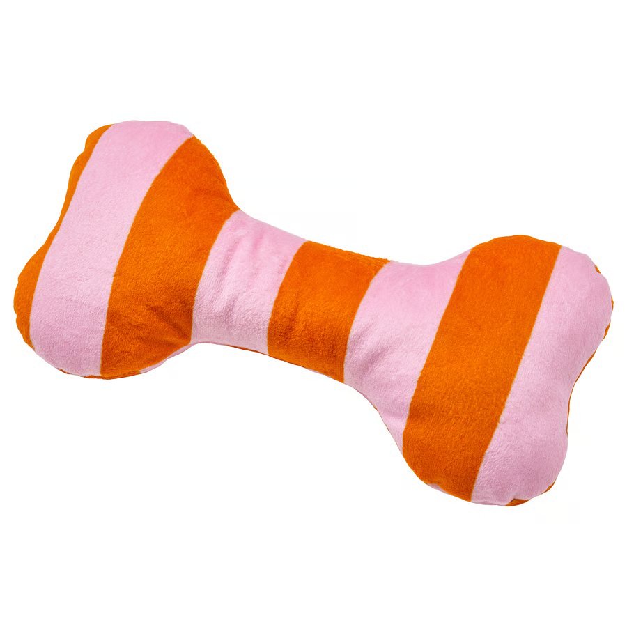 935-1 utsadd-soft-toy-for-dog-striped-light-pink-bright-orange UTSÅDD Soft toy for dog, striped/light pink bright orange - Image 1