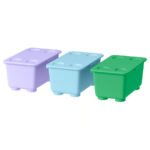 GLIS Box with lid, green/lilac/blue, 17x10 cm
