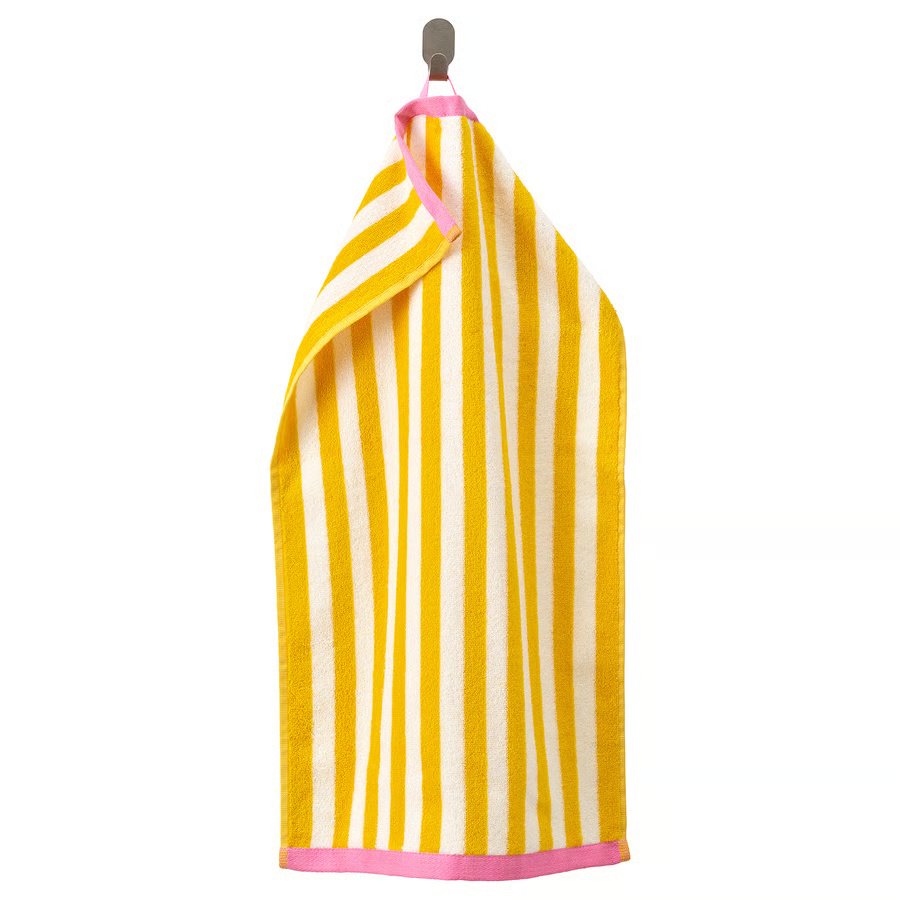 940-1 slanhoestmal-hand-towel-white-yellow-striped SLÅNHÖSTMAL Hand towel, white/yellow striped, 40x70 cm - Image 1