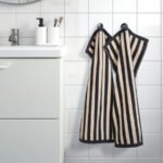 SLÅNHÖSTMAL Hand towel, black/light beige striped, 40x70 cm - Image 3