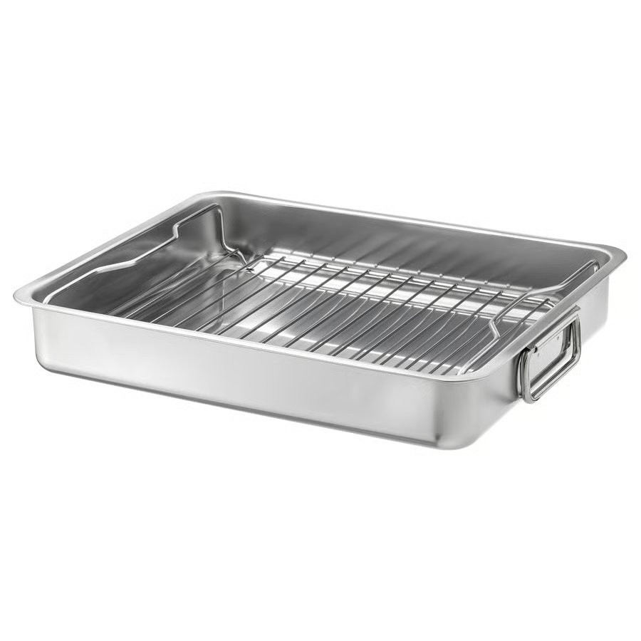 943-1 koncis-roasting-tin-with-grill-rack-stainless-steel KONCIS Roasting tin with grill rack, stainless steel, 40x32 cm - Image 1