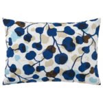PERSIKOTRÄD Cushion cover, blue/leaf, 40x58 cm