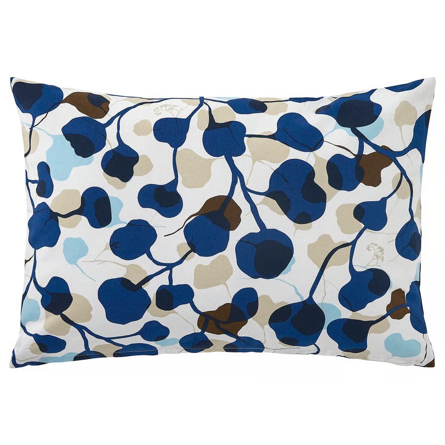 945-1 persikotraed-cushion-cover-blue-leaf PERSIKOTRÄD Cushion cover, blue/leaf, 40x58 cm - Image 1